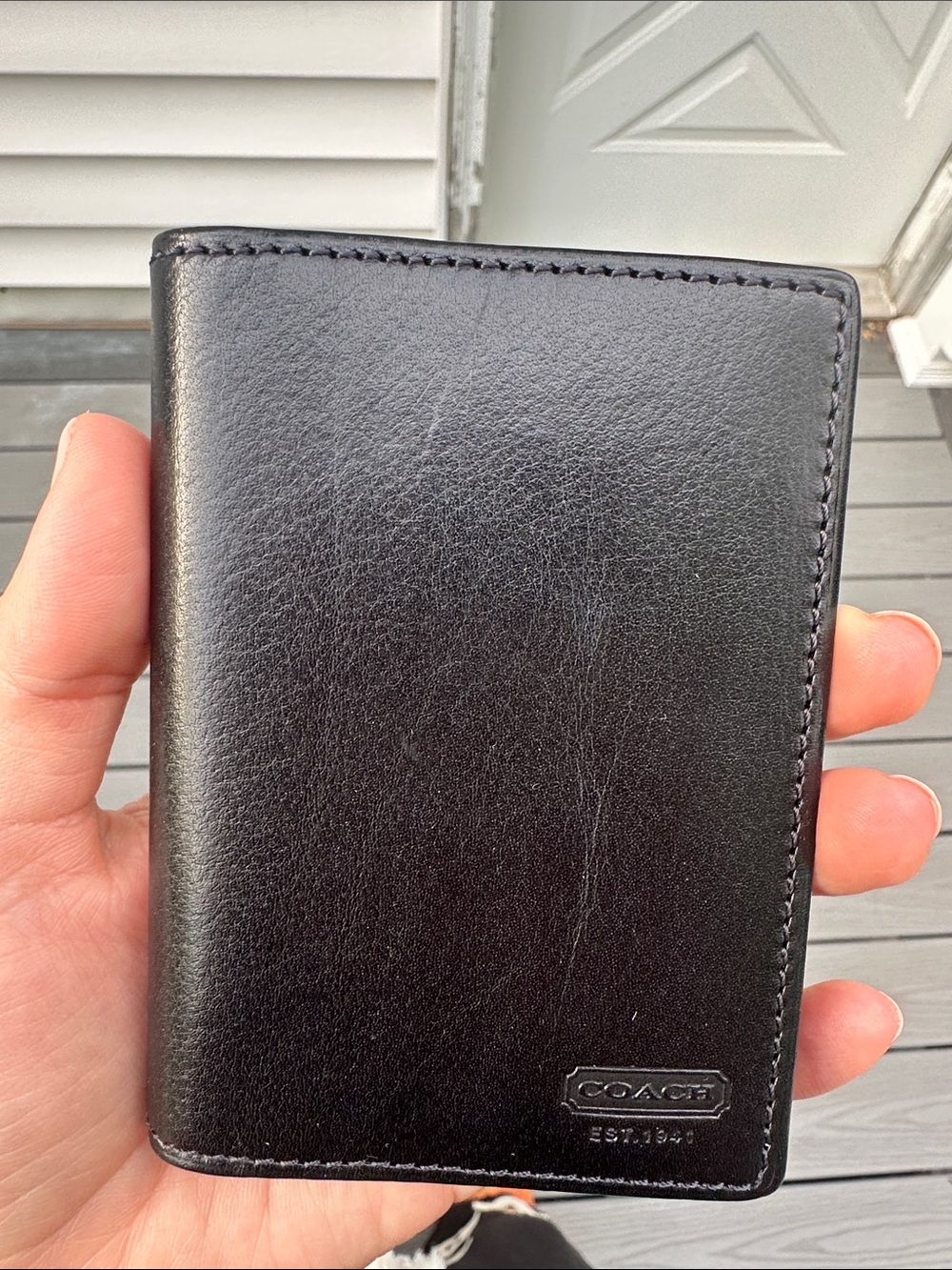 COACH Vintage Black Slimfold Credit Card Wallet Water Buffalo Leather Box NIB - Picture 3 of 16